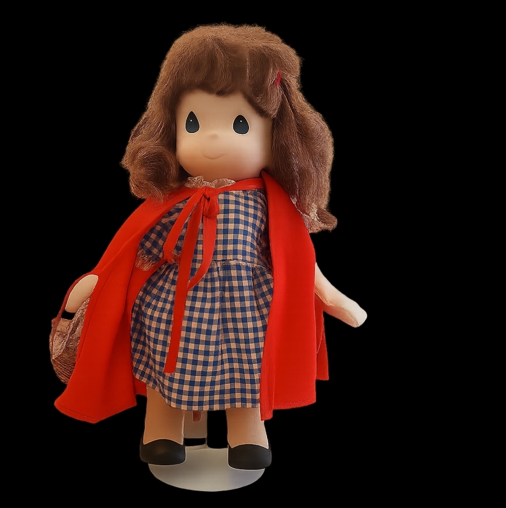 Precious Moments 12" Red Riding Hood  Doll with Blue Checkered Dress